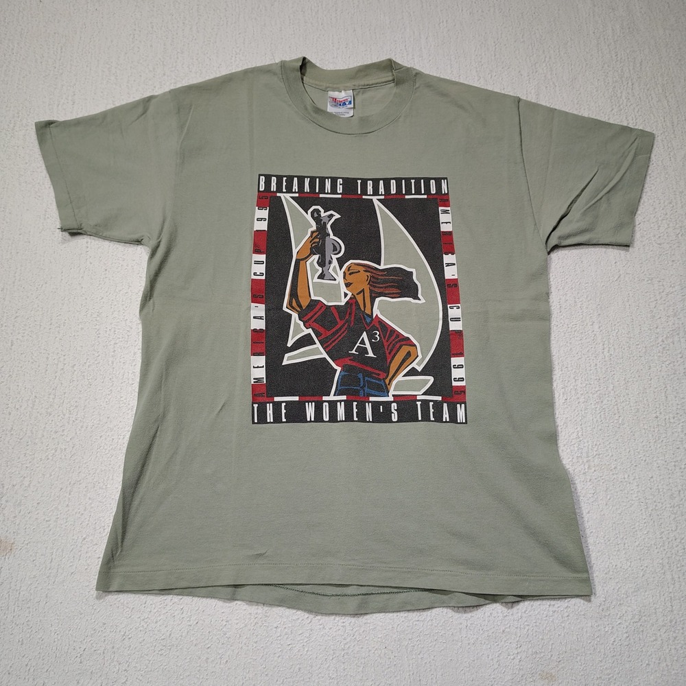 VINTAGE 1995 Americas Cup A3 Womens Team T-Shirt Large Green Single Stitch USA